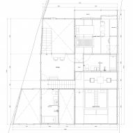 First floor plan at Hishiya restaurant and guesthouse by Fumihiko Sano Studio in Kyoto