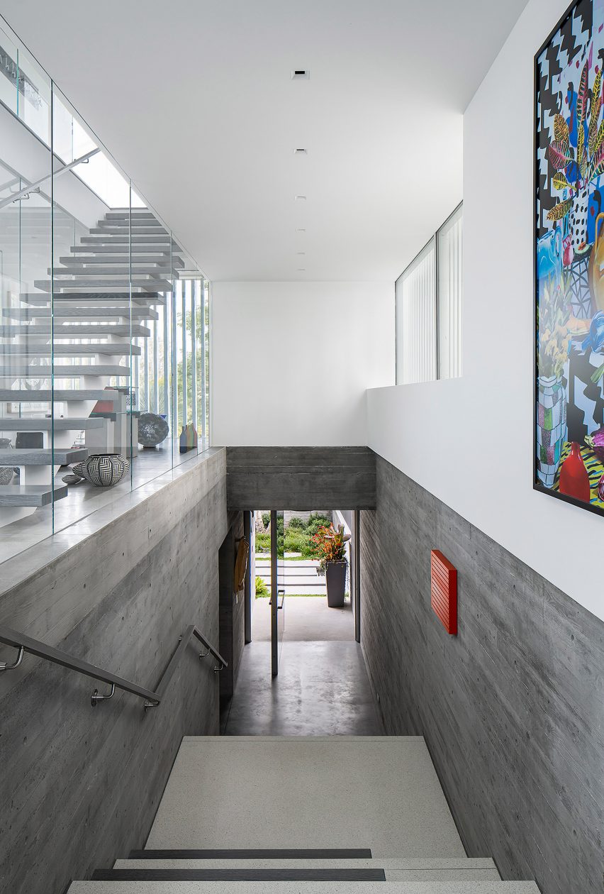 Wood and terrazzo staircase in Getty View Residence