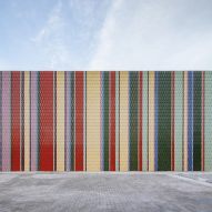 Grupo Arca showroom in Miami features stripy tiled facade
