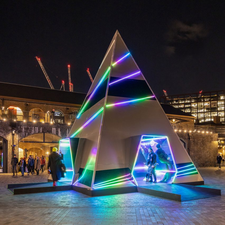 This is Loop installs kaleidoscopic Christmas tree at London's Coal Drops Yard