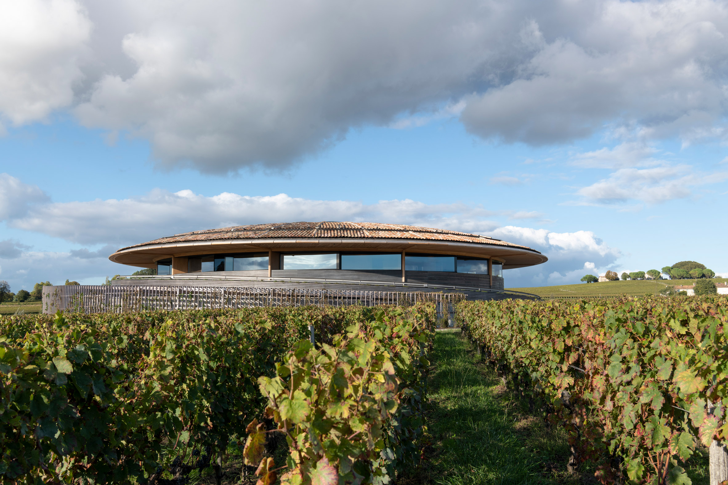Domed winery in French vineyards