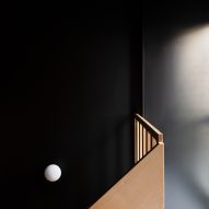 Dark blue stairwell
