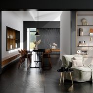 Luce tiles in black used as flooring in a residential interior