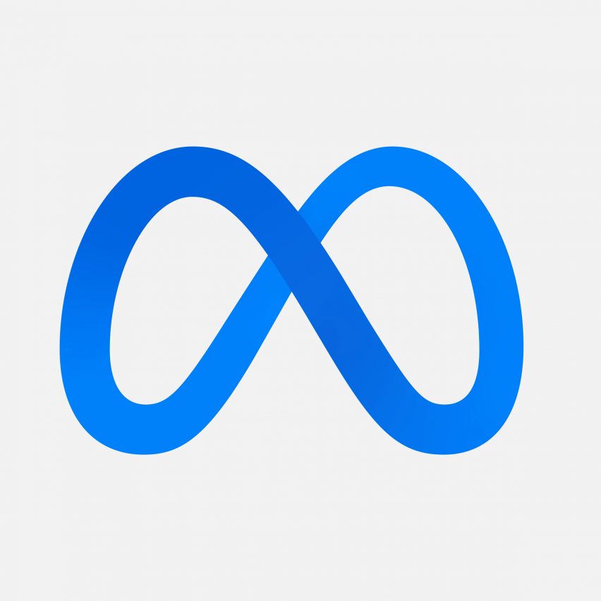 Meta blue infinity logo featured in Dezeen's Metaverse Design Summary