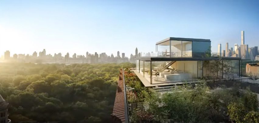 Glass penthouse overlooking Central Park
