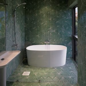 Green Bathrooms With A Retro, Olive Green Bath Tiles