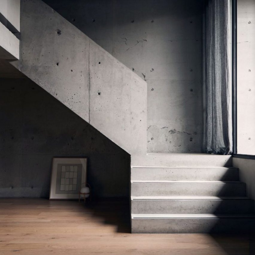 Tangga beton apartemen Roseneath Street oleh Studio Goss