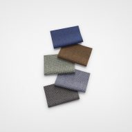 Swatches of Kvadrat's Sabi textiles in blues, browns and greys