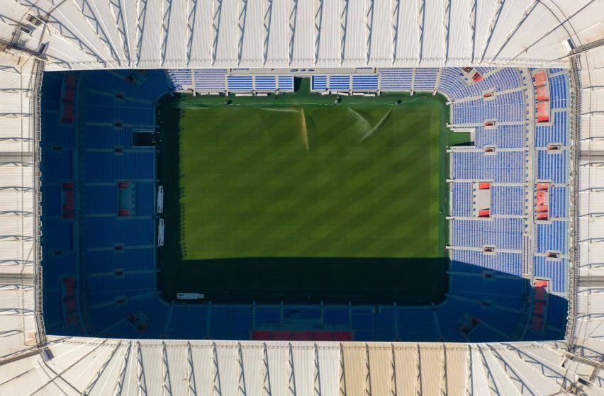Football stadium aerial view