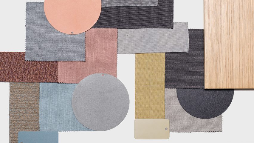 A photograph of the Tangens office furniture material palette