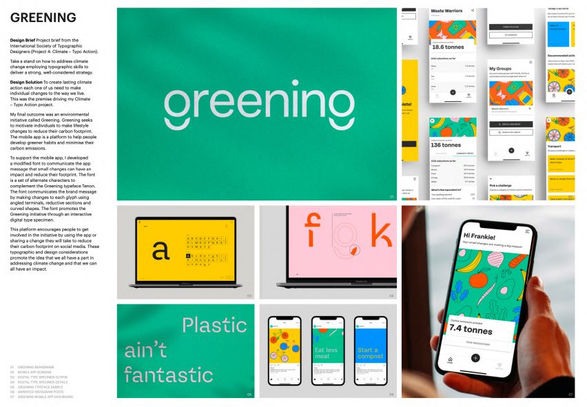 A photograph of Greening, a mobile app that aims to help people live a more sustainable lifestyle