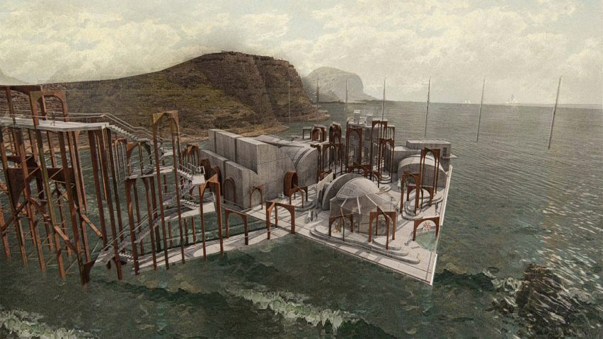 A visualisation of Behind the Masks, a theatre besides the sea