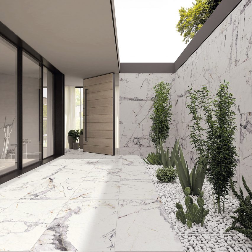 A photograph of La Platera's Allure tiles used on the floor and walls of a terrace