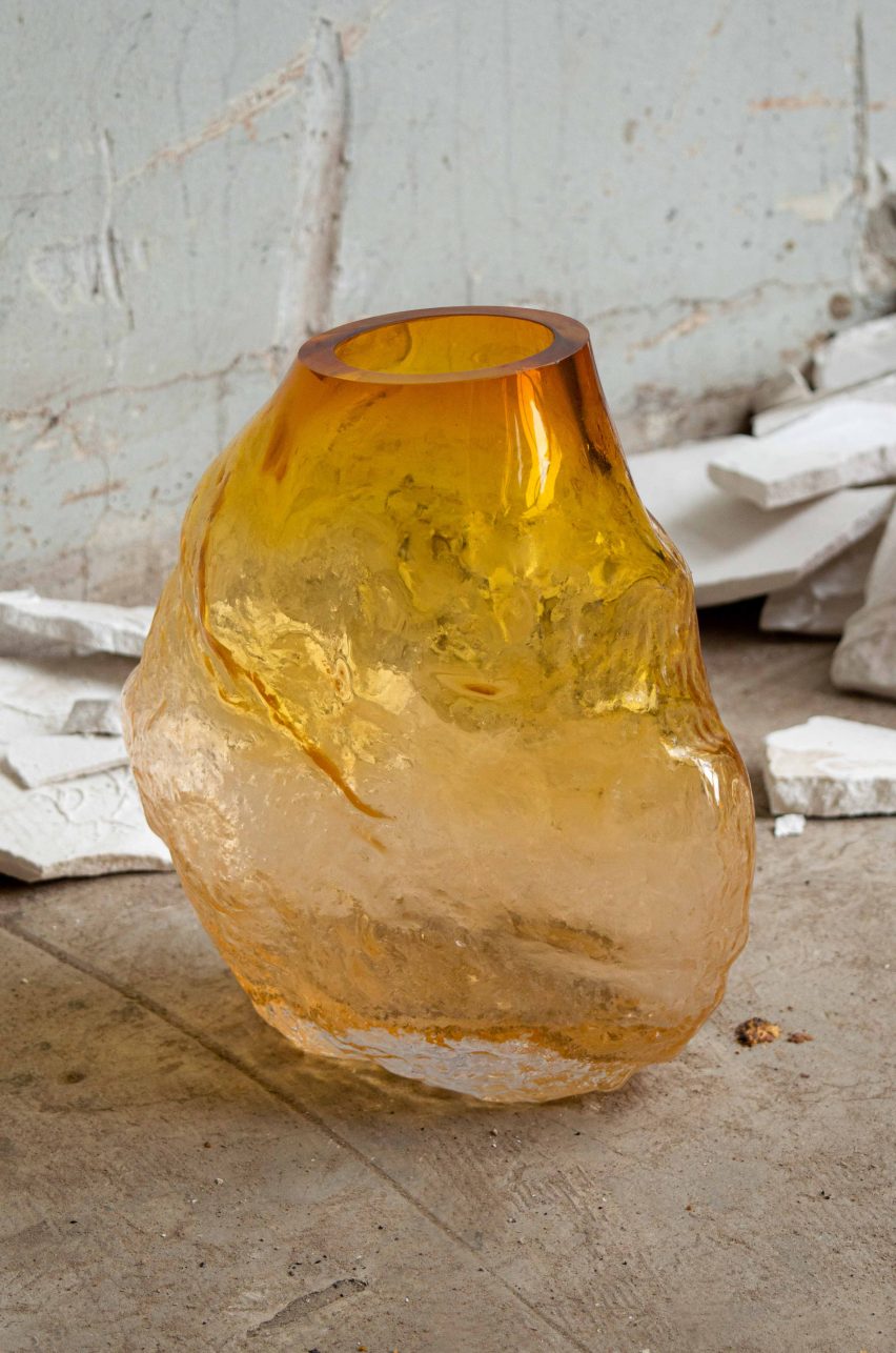 Orange blown glass in bread by Bruno Baietto