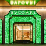 MVRDV creates jade-coloured Bulgari storefront from recycled champagne bottles