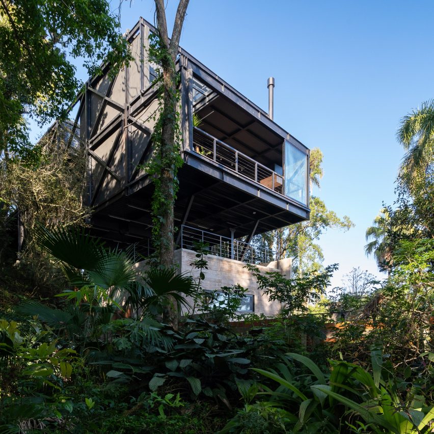 KS Arquitetos completes stilted Mirador House overlooking Brazil's Lake Guaíba