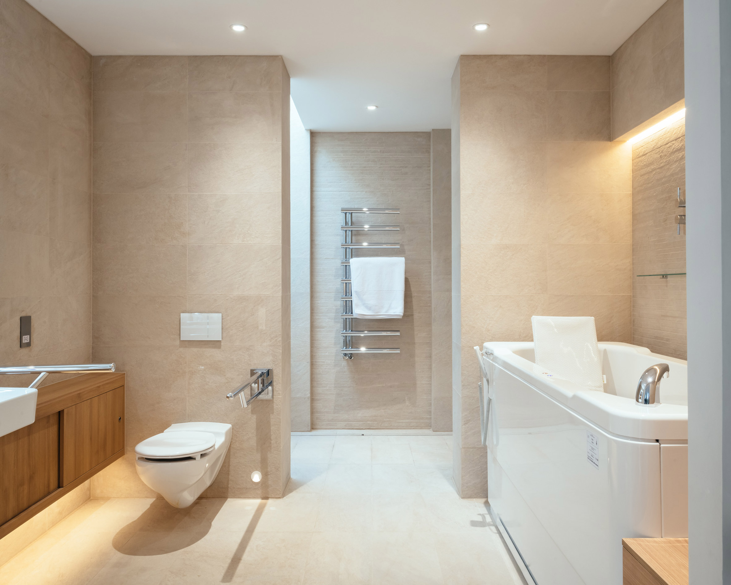 Bathroom in Claywood house for a wheelchair user by Ayre Chamberlin Gaunt