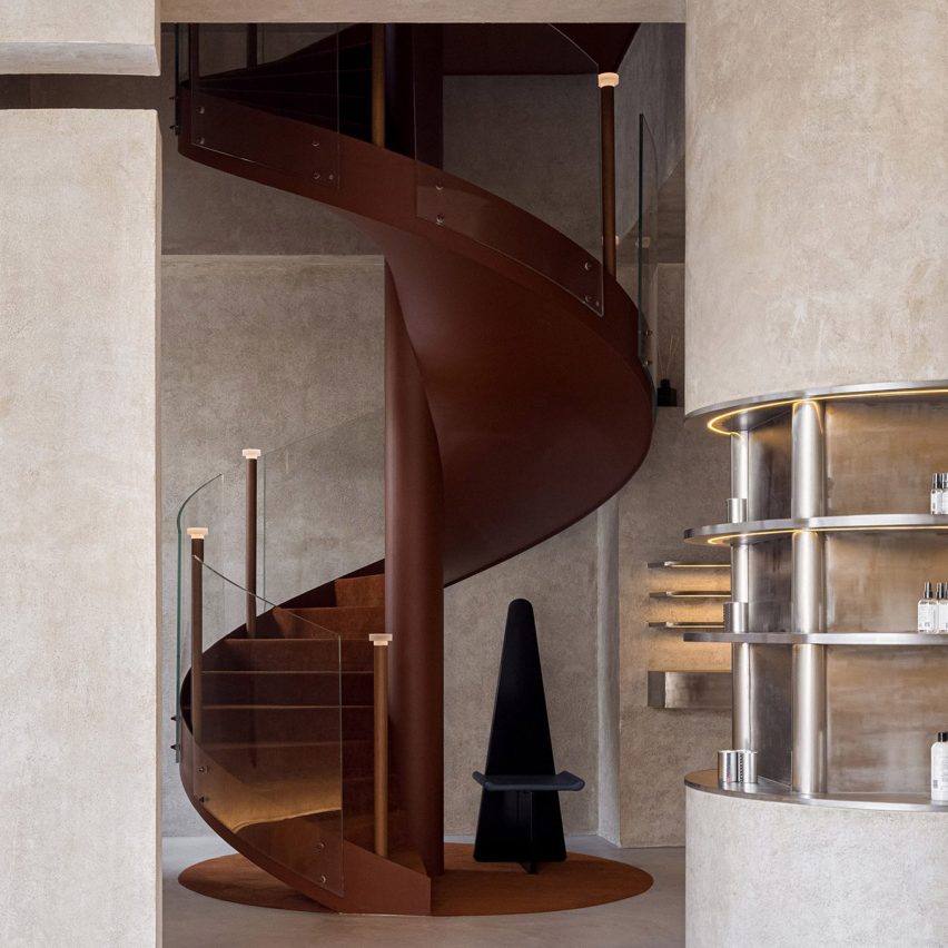 Image of a staircase at Audrey boutique in China by Liang Architecture Studio