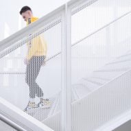 Perforated metal staircase