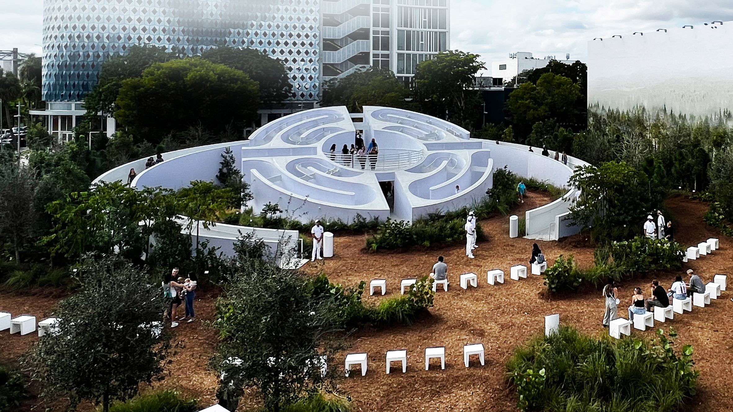 A Giant PopUp Labyrinth  Forest Has Taken Over Design Districts Jungle  Plaza  Secret Miami