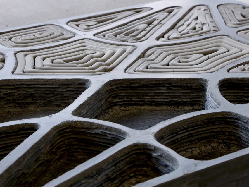 Ribbed concrete slab with internal cells – some empty and some filled with 3D-printed FoamWork by ETH Zurich