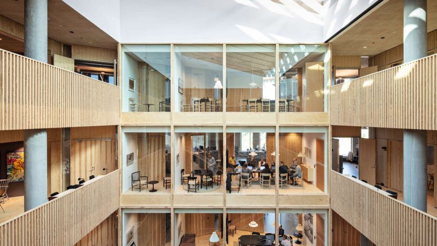 Wooden interiors of KAB headquarters in Copenhagen