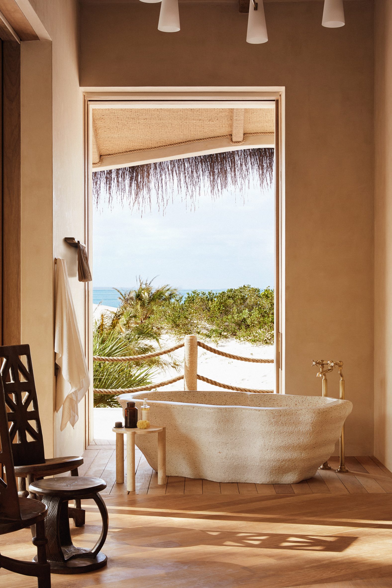 Bathroom with beach view