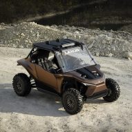 Lexus hydrogen-powered ROV Concept as seen from above on a sand road