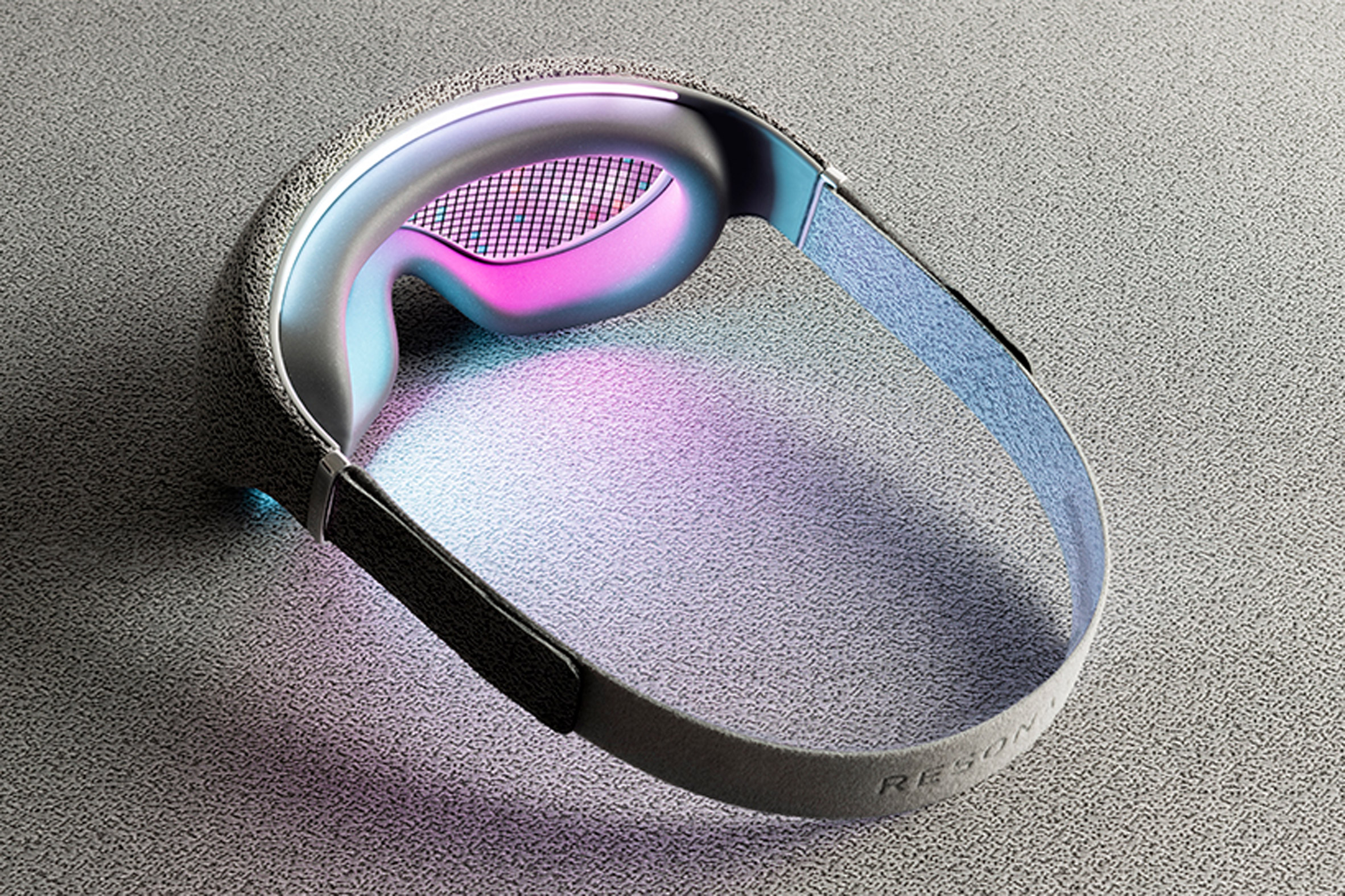 Grey headset with light matrix for meditation
