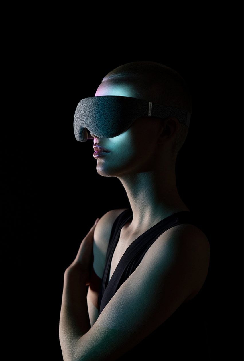 Person using the LightVision headset to meditate