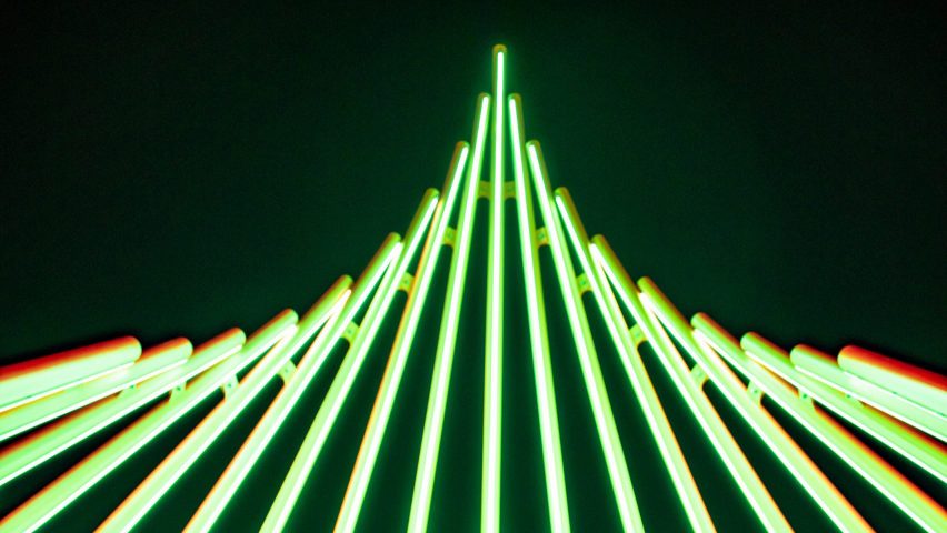 neon Christmas tree designed by Liliane Lijn