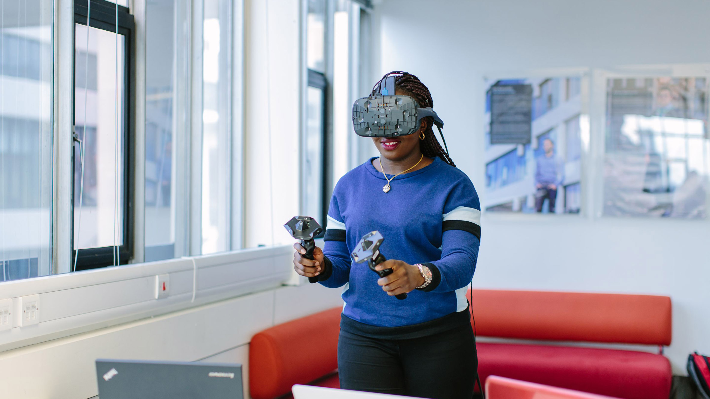 Student using a VR headset