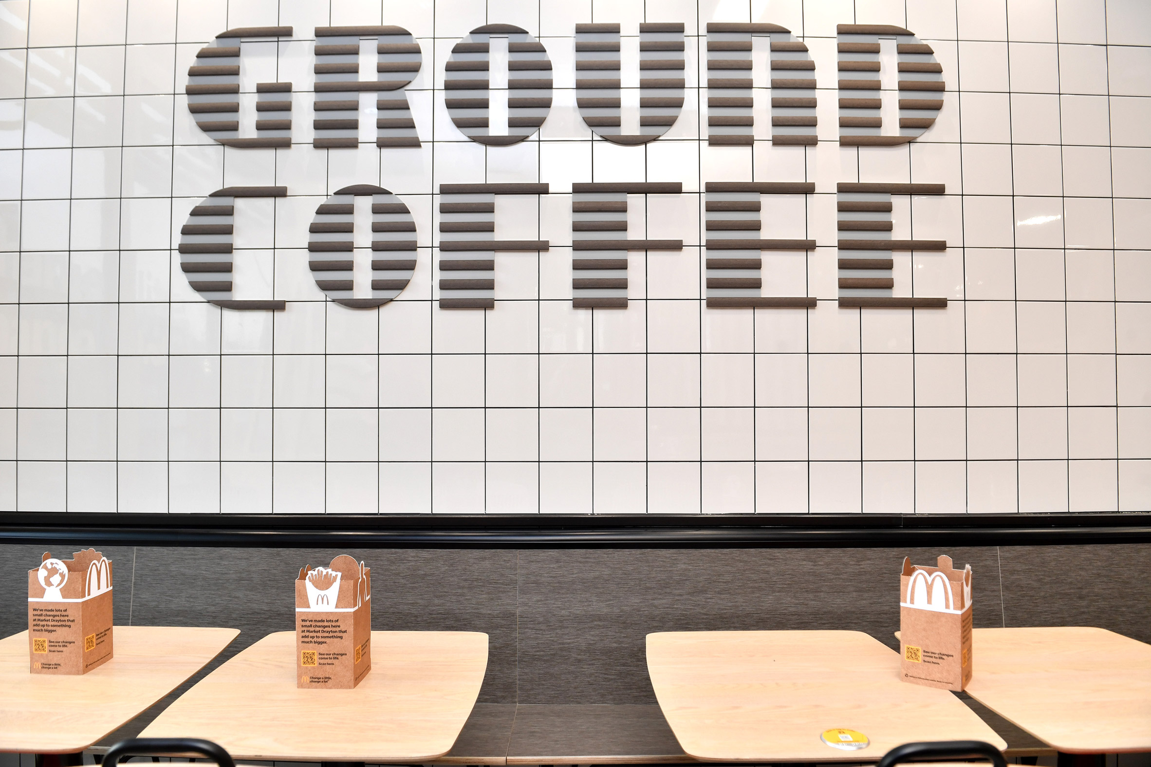 Signs made from ground coffee