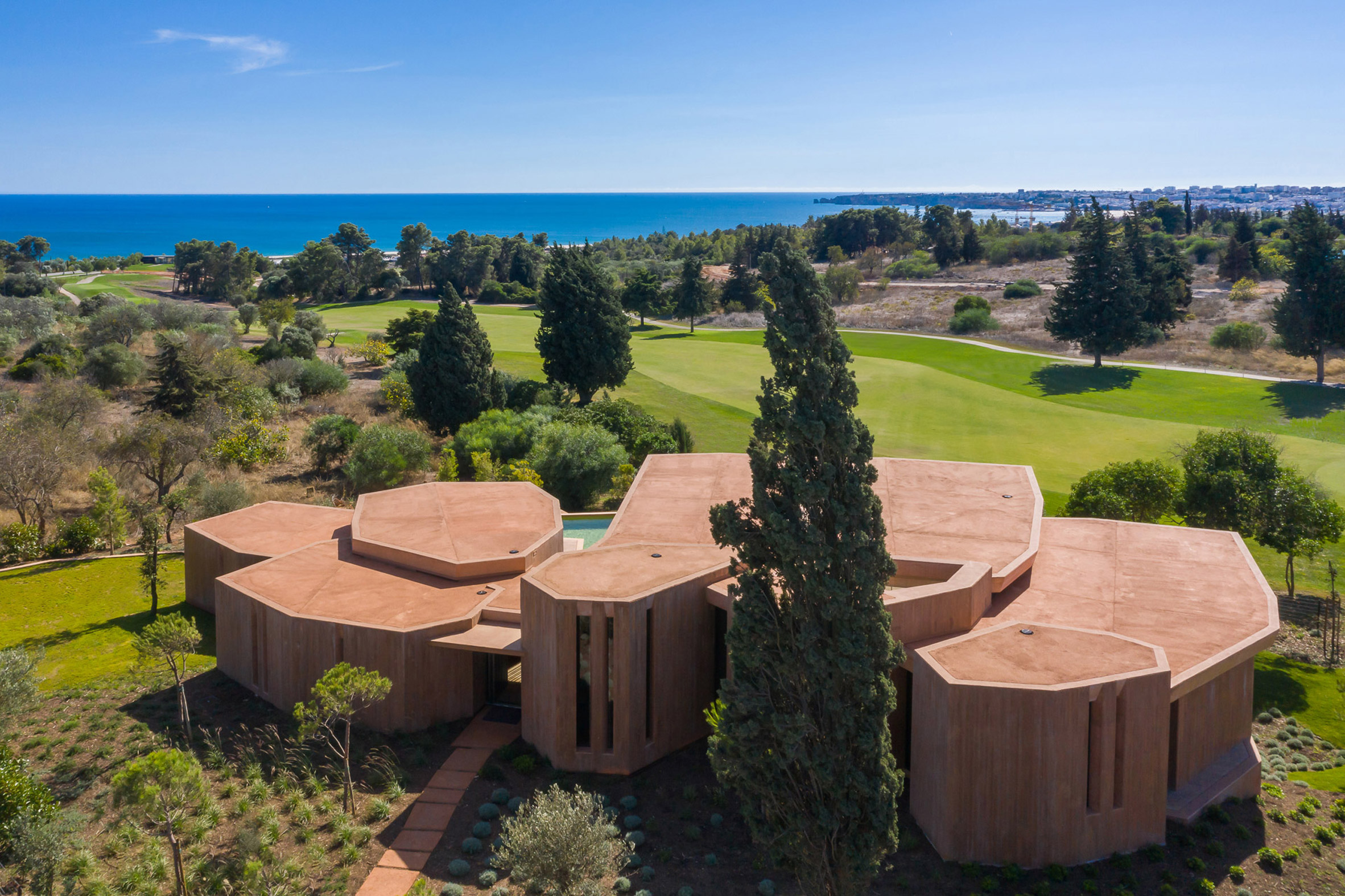 Aerial view of Villa 19 at Palmares Ocean Living & Golf resort by RCR Architectes