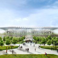 Populated cathedral stadium designed for Inter Milan and AC Milan