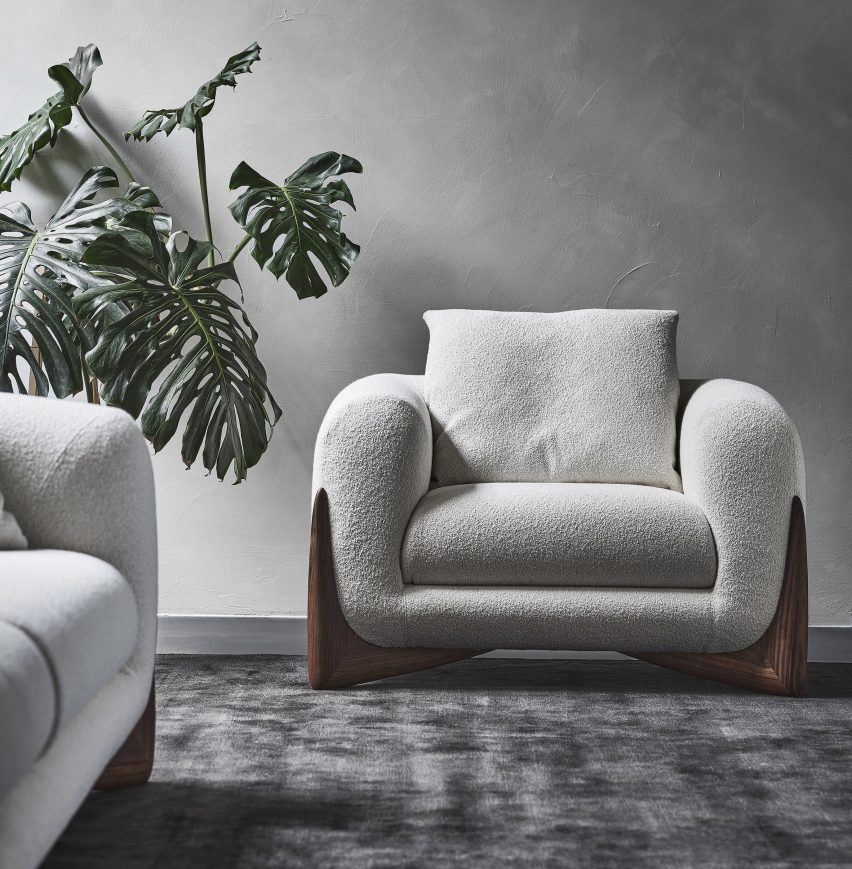A white armchair in Porada's collection