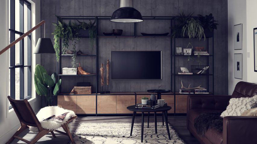 Shelved Media Furniture used as a tv unit