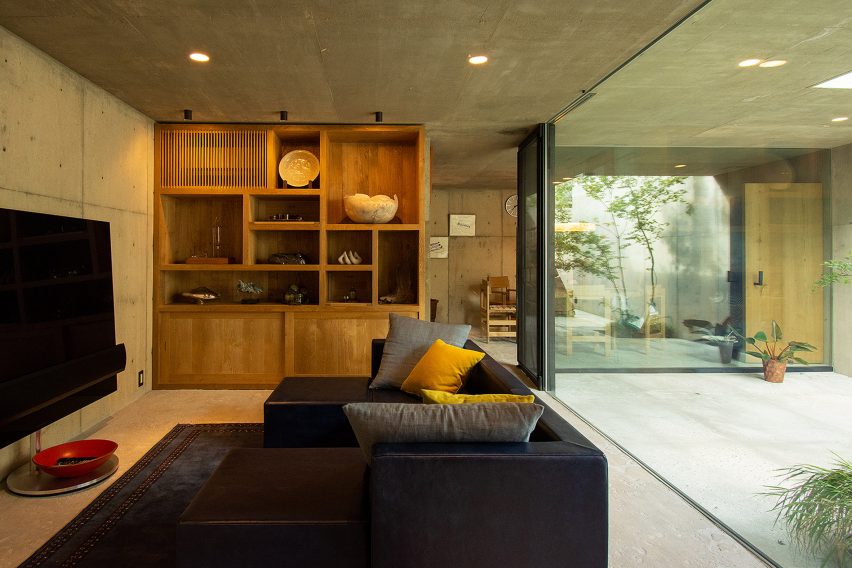 Concrete-walled living room