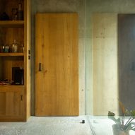 Wooden door inside Takamine-cho House
