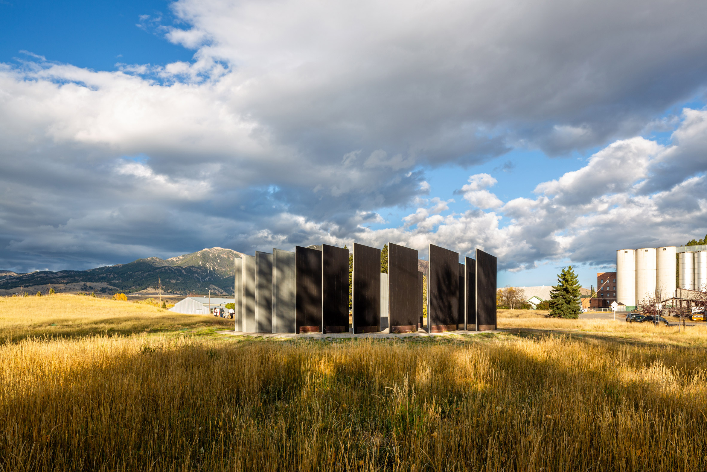 Massive timber panels form public art installation by CLB Architects