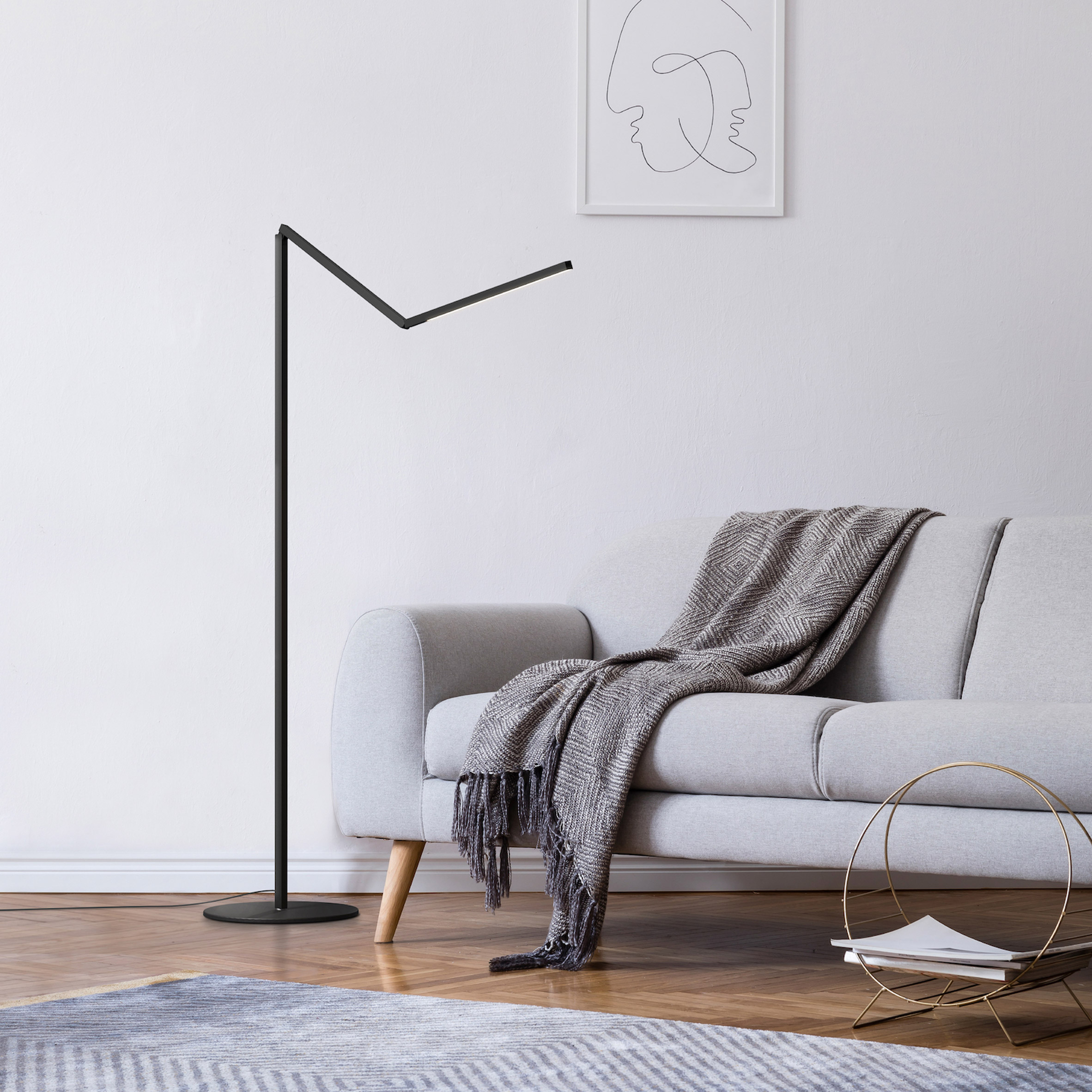 A photograph of the Z-Bar Gen 4 lamp in a living room