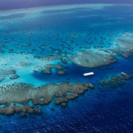 Floating tennis court on Great Barrier Reef