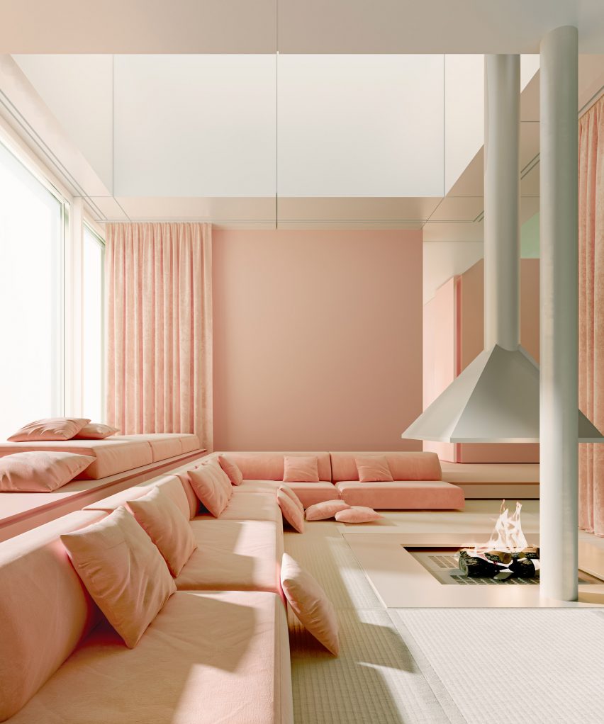 Pink-hued interiors