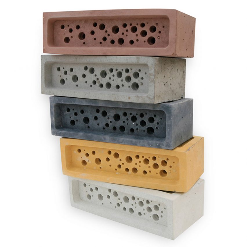 Bee Bricks by Green&Blue in different colours including red, grey and yellow