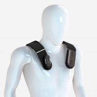 A smart black harness on a model