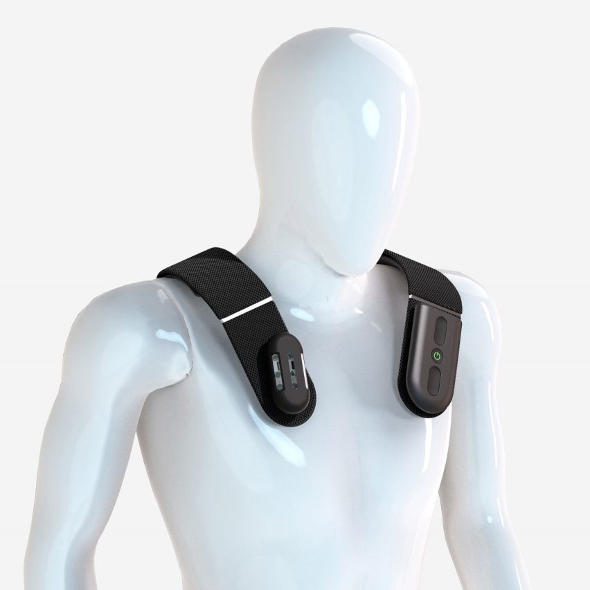A black smart harness on a model