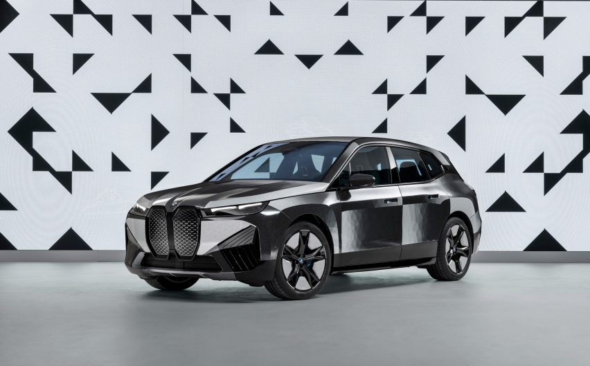 Half-black, half-white version of BMW iX Flow car
