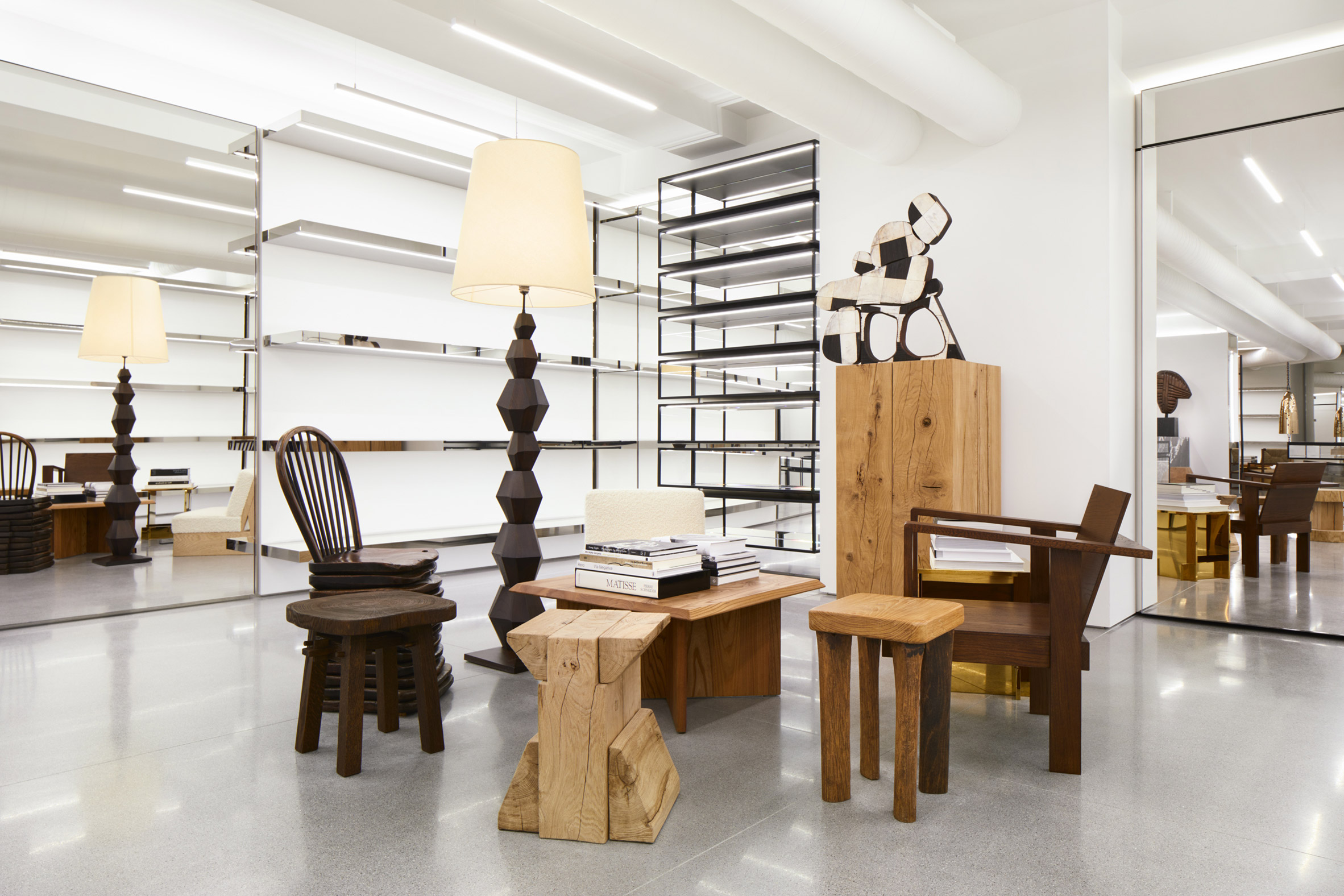 Furniture was organised in clusters throughout the Celine store 