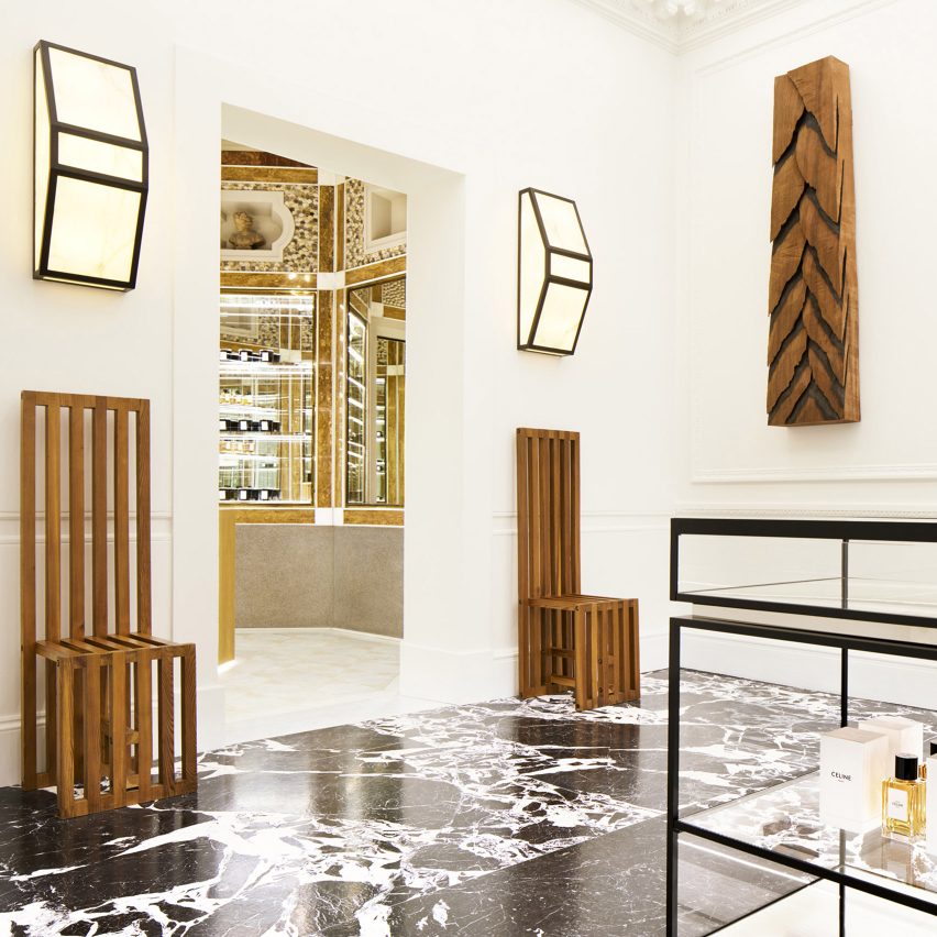 Furniture is displayed like art at Celine New Bond Street store