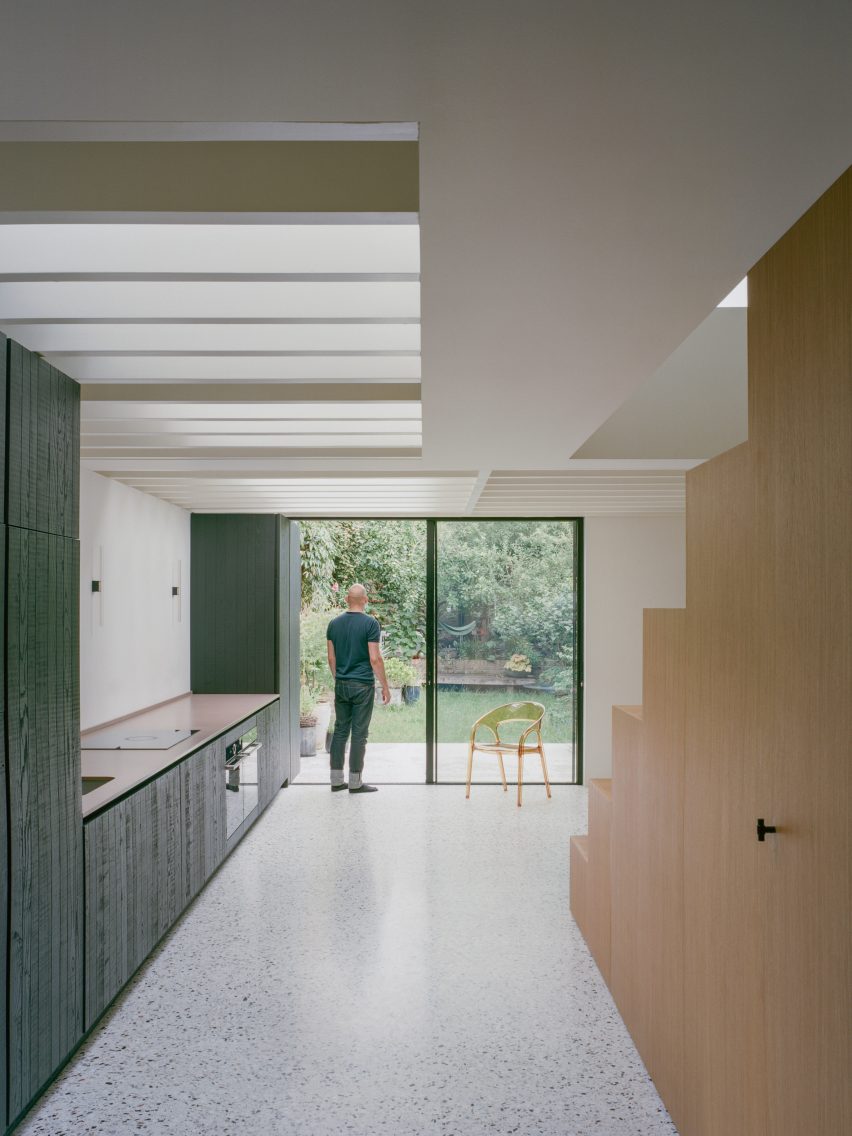 View to garden in Farleigh Road renovation and extension by Paolo Cossu Architects
